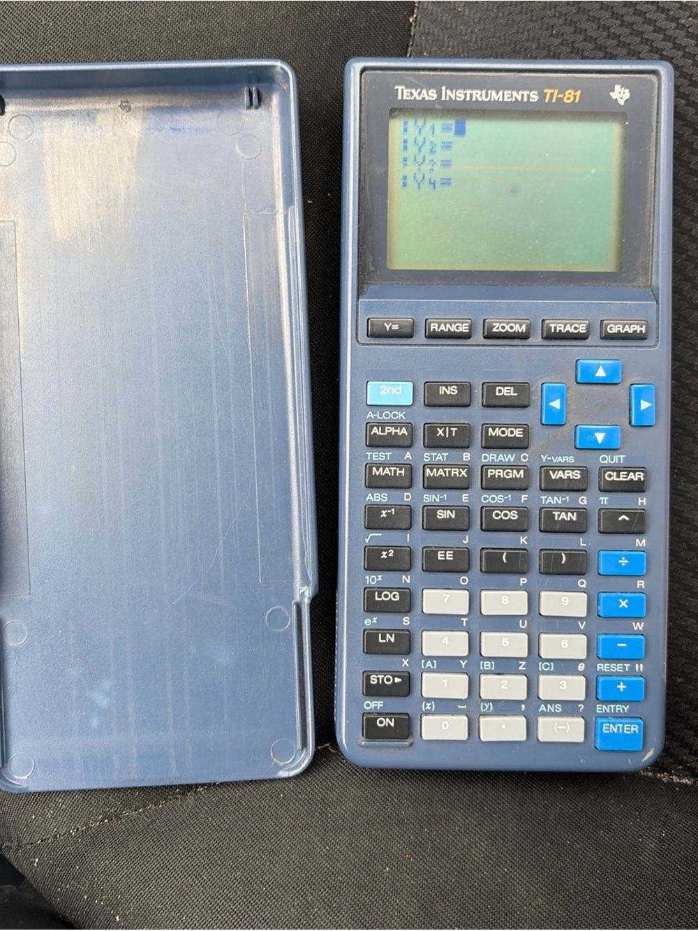 Texas Instruments Blue TI-81 Graphing Calculator with Slide Cover